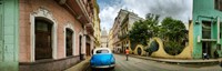 Car in a street with a government building in the background, El Capitolio, Havana, Cuba Fine Art Print