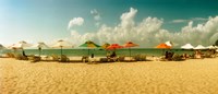 People relaxing under umbrellas on the beach, Morro De Sao Paulo, Tinhare, Cairu, Bahia, Brazil Fine Art Print