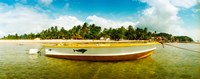 Small wooden boat moored on the beach, Morro De Sao Paulo, Tinhare, Cairu, Bahia, Brazil Fine Art Print