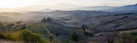 Valley at sunrise, Val d'Orcia, Tuscany, Italy Fine Art Print