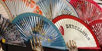 Fans for sale in souvenir shop, Barcelona, Catalonia, Spain Fine Art Print