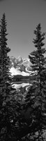 Lake in front of mountains in black and white, Banff, Alberta, Canada by Panoramic Images - 12" x 36"