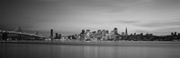 Bay Bridge and San Francisco Bay (black & white) by Panoramic Images - 37" x 12"