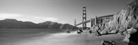 Golden Gate Bridge and Mountain View (black & white) Fine Art Print