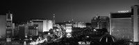 Buildings Lit Up At Night, Las Vegas, Nevada, USA (black & white) Fine Art Print