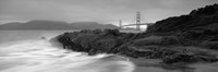 Waves Breaking On Rocks, Golden Gate Bridge, Baker Beach, San Francisco, California, USA Fine Art Print