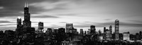 Skyscrapers At Dusk, Chicago, Illinois (black & white) Fine Art Print