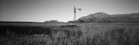 Windmill in a Field, U.S. Route 89, Utah (black & white) Fine Art Print