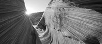 Sandstone rock formations in black and white, The Wave, Coyote Buttes, Utah, USA Fine Art Print