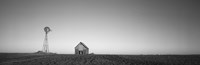 Farmhouse and Windmill in a Field, Illinois (black & white) Fine Art Print