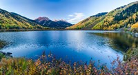 Crystal Lake surrounded by mountains, Ironton Park, Million Dollar Highway, Red Mountain, San Juan Mountains, Colorado, USA Fine Art Print