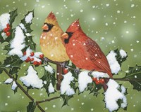 Wintery Cardinals Framed Print