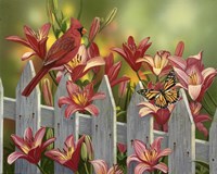 Cardinal and Lilies Fine Art Print