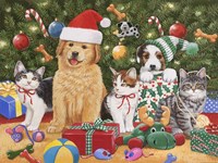 Puppies & Kittens Christmas Fine Art Print