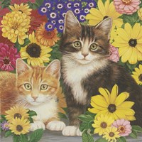 Kitties And Flowers Fine Art Print