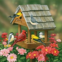 Backyard Birds Fall Feast Fine Art Print