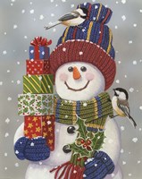 Snowman With Presents Fine Art Print