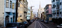 Cars parked on the street, Transamerica Pyramid, Washington Street, San Francisco, California, USA Fine Art Print
