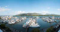 Boats at a marina, Shangri-La Hotel, Cairns, Queensland, Australia Fine Art Print