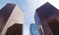 Low angle view of skyscrapers, Wells Fargo Center, California Plaza, Los Angeles, California, USA Fine Art Print