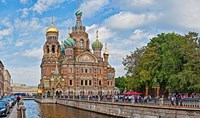 Church in a city, Church Of The Savior On Blood, St. Petersburg, Russia Fine Art Print