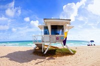 Lifeguard hut on the beach, Fort Lauderdale, Florida, USA Fine Art Print