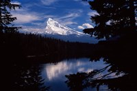 Reflection of a snow covered mountain in a lake, Mt Hood, Lost Lake, Mt. Hood National Forest, Hood River County, Oregon, USA Fine Art Print