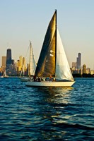 Sailboat in a lake, Lake Michigan, Chicago, Cook County, Illinois, USA Fine Art Print