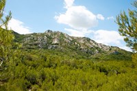 Low angle view of mountains, Alpilles, D25, Eyguieres, Bouches-Du-Rhone, Provence-Alpes-Cote d'Azur, France Fine Art Print