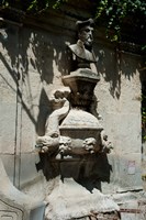 Fountain with the bust of Nostradamus, Rue Carnot, St.-Remy-de-Provence, Bouches-Du-Rhone, Provence-Alpes-Cote d'Azur, France Fine Art Print