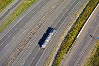 Truck moving on a highway, Interstate 80, Park City, Utah, USA Fine Art Print