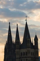 Great Saint Martin Church and Cologne Cathedral, North Rhine Westphalia, Germany Fine Art Print