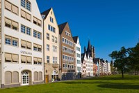Buildings along Frankenwerft Embankment, Cologne, North Rhine Westphalia, Germany Fine Art Print