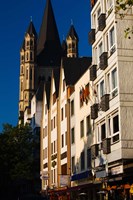 St. Martin Church and Rhein embankment buildings, Cologne, North Rhine Westphalia, Germany Fine Art Print