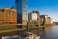 Buildings at the waterfront, Medienhafen, Dusseldorf, North Rhine Westphalia, Germany Fine Art Print