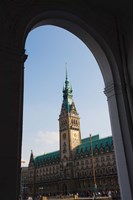 Town hall viewed through an arch, Hamburg Town Hall, Hamburg, Germany Fine Art Print