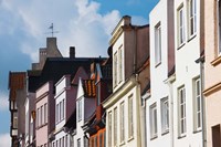 Low angle view of old town buildings, Fleischhauer Strasse, Lubeck, Schleswig-Holstein, Germany Fine Art Print