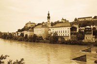 Medieval town at the waterfront, Salzach River, Burghausen, Bavaria, Germany Fine Art Print