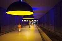 Interiors of an underground station, Westfriedhof, Munich U-Bahn, Munich, Bavaria, Germany Fine Art Print