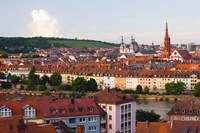 High angle view of buildings along a river, Main River, Wurzburg, Lower Franconia, Bavaria, Germany Fine Art Print