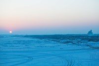 Sunset over the frozen Songhua River, Harbin, Heilungkiang Province, China Fine Art Print