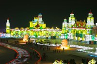 Tourists at the Harbin International Ice and Snow Sculpture Festival, Harbin, Heilungkiang Province, China Fine Art Print