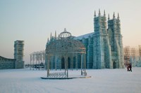 Ice cathedral at the Harbin International Ice and Snow Sculpture Festival, Harbin, Heilungkiang Province, China Fine Art Print