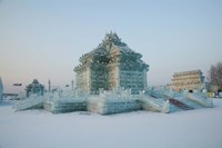 Ice building at the Harbin International Ice and Snow Sculpture Festival, Harbin, Heilungkiang Province, China Fine Art Print