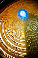 Interiors of Jin Mao Tower looking up from the lobby of the Grand Hyatt hotel, Lujiazui, Pudong, Shanghai, China Fine Art Print
