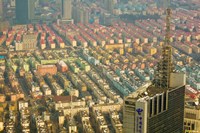 Aerial view of housing, Shanghai, China Fine Art Print