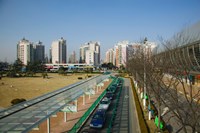 Taxis parked outside a maglev train station, Pudong, Shanghai, China Fine Art Print