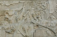 Revolutionary frieze in Huangpu Park by Huangpu River, The Bund, Shanghai, China Fine Art Print