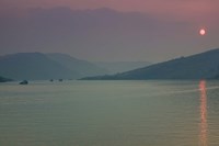 Sunset over a river, Fengdu, Yangtze River, Chongqing Province, China Fine Art Print