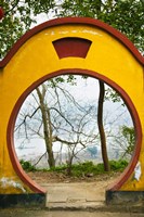 Archway with trees in the background, Mingshan, Fengdu Ghost City, Fengdu, Yangtze River, Chongqing Province, China Fine Art Print